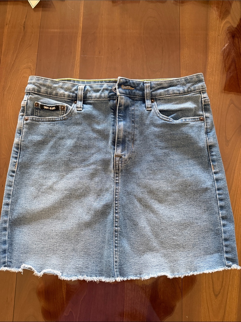 DKNY Light Blue Denim Mini Skirt with Raw Hem - size 4